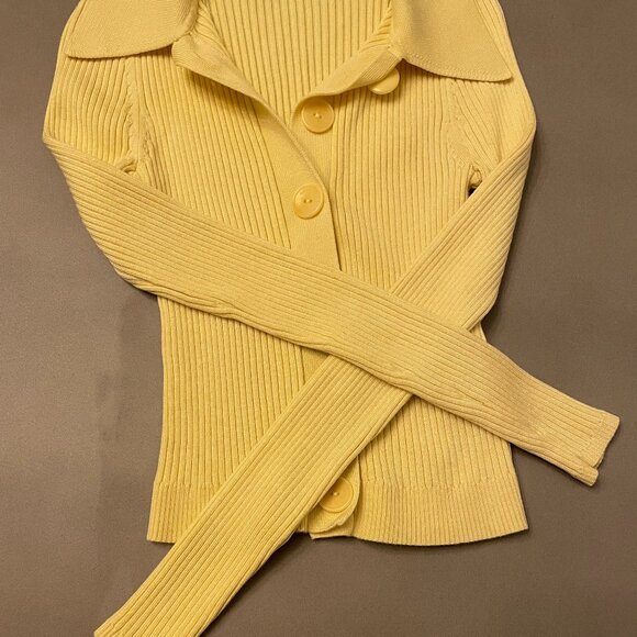 Sandro Paris Butter Yellow Ribbed Sweater - Picture 6 of 6